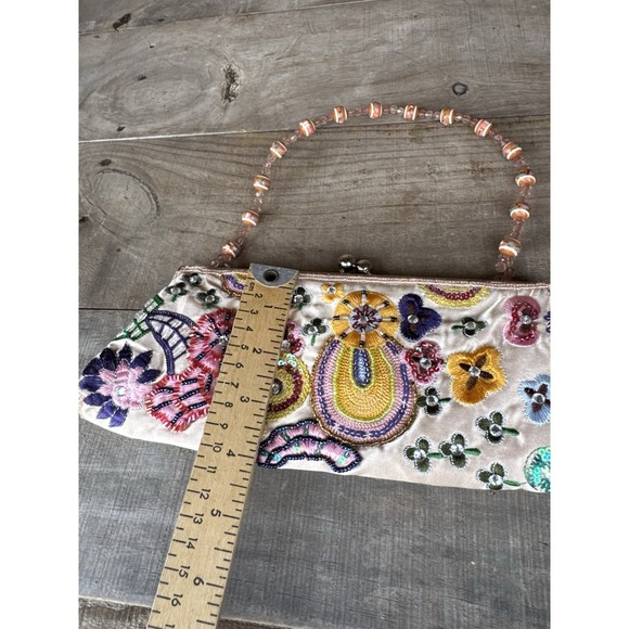 Vintage Chateau Jeweled And Sequin Purse Handbag Beaded Chain Handle Colorful - Picture 11 of 12